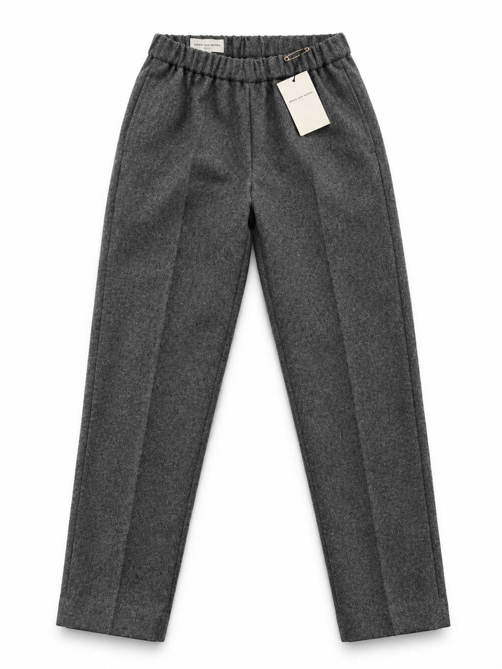 NWT Dries Van Noten Palmira Wool Blend Pull-On Trousers Grey US 4-6